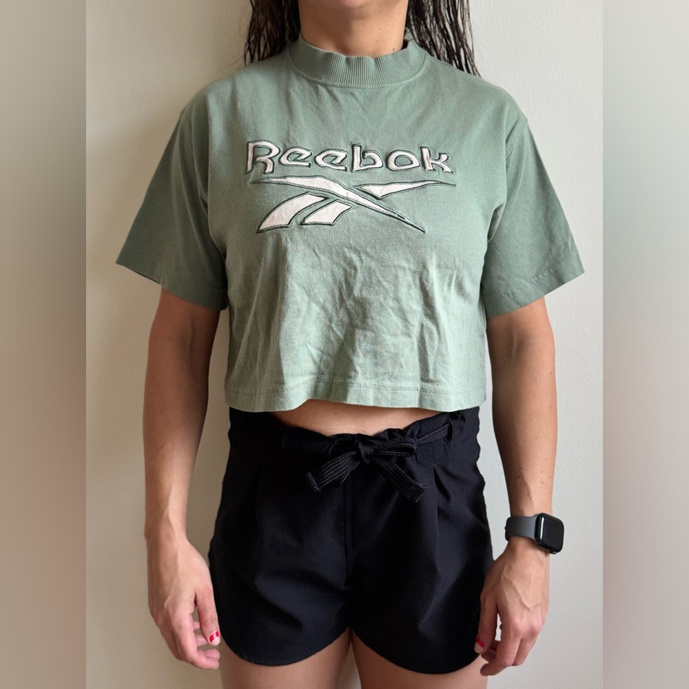 Reebok Olive Green Cropped Tee
